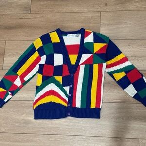 Vintage Robert Scott Ltd Patchwork Colorblock Cardigan | Retro Knit Sweater